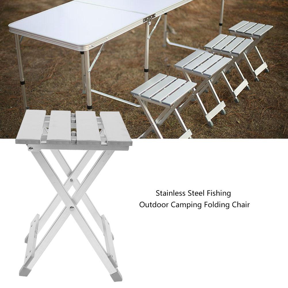 Portable Stainless Steel Fishing Folding Chair, Easy Folding with Rivets Fixed Design and Anti Skid Legs, for Outdoor Camping and Fishing