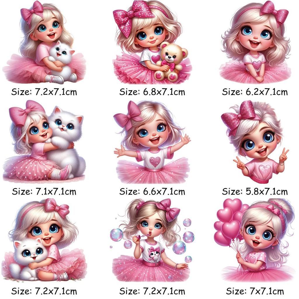 Lolita Pink Bowiron-On Transfers For Clothing For Baby Kids Clothes Stickers Heat Press Appliqued Diy Parches Ropa Iron On Patch
