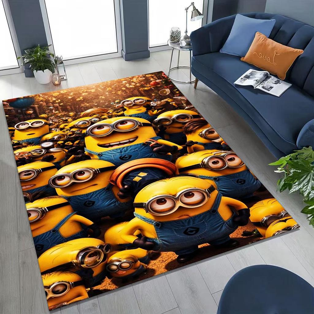 3D Cartoon Minions Despicable Me Rug for Bedroom Living Room Sofa Home Doormat Decor, Large Kids PLAY Non-slip Floor Mat Gift