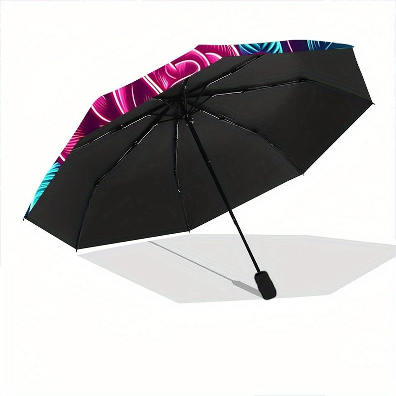 1pc Neon Hummingbird and Rose Automatic Opening and Closing Umbrella - Small Umbrella Suitable for Various Occasions A079