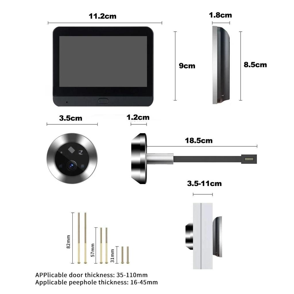 1080P Tuya Smart 2.4G WIFI цифровой дверной глазок 4,3-дюймовый цифровой беспроводной дверной звонок камера дверной глазок безопасности