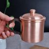 Ручная работа Чистая медь Пивная Кофейная кружка С крышкой Плетеная ручка Утолщенная Полировка 250 мл Завтрак Подарок для пары Кружка Посуда для напитков