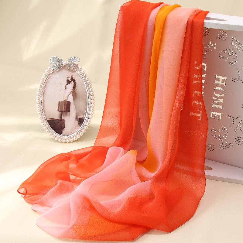 Spring Style Cicada Wings Long Silk Scarf for Women Spring and Autumn Thin Style Fashionable and Versatile Georgette Multi-color Printed Long Scarf