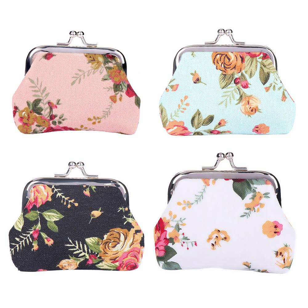 Floral Lady Vintage Flower Hasp Retro Credit Card Holder Coin Purse Clutch Bag Small Wallet