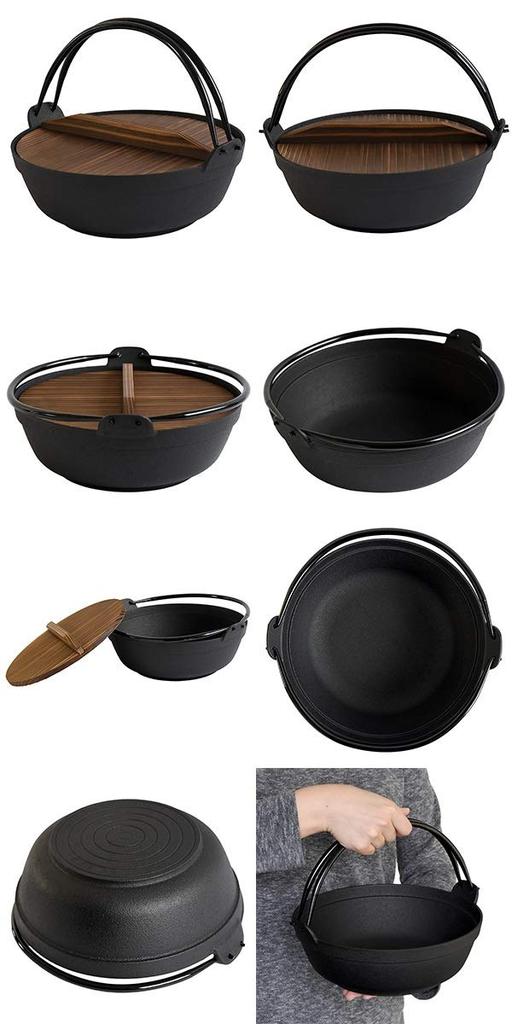 Nanbu Ironware Irori 9 Внутренний диаметр очага Nanbu с деревянным круглым железным IH-совместимым горшком, дюймы, Горшок, 270 мм, Железные изделия, лоза, крышка, горшок, горшок,