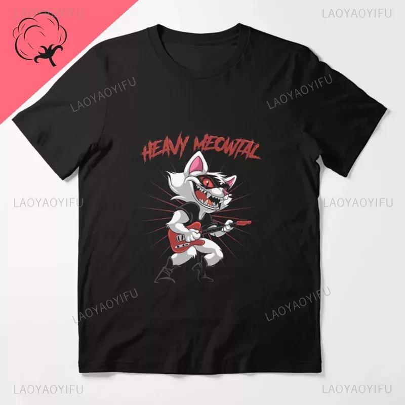 Забавный кот Meowtallica Cat Рок-музыка Футболки с принтом Рок-музыка Мужские топы Модная футболка большого размера Удобная одежда для пар Unsiex