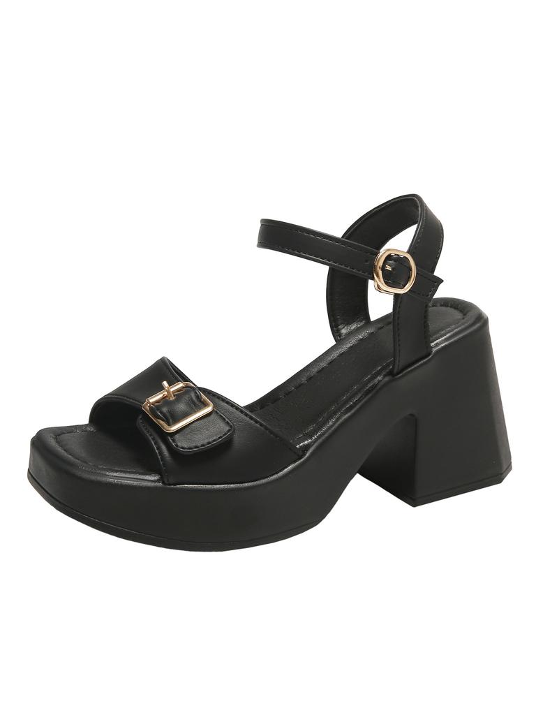 Распродажа женской обуви 2024 года. Новые женские босоножки с пряжкой из одного слова. Летние женские босоножки с открытым носком и средним каблуком. Водонепроницаемые лаконичные повседневные босоножки для женщин.