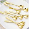 8/16Pcs Stainless Steel Heart Shape Coffee Spoons Gold Scoop for Dessert Tea Accessories Kitchen Tableware Decoration Gifts Set