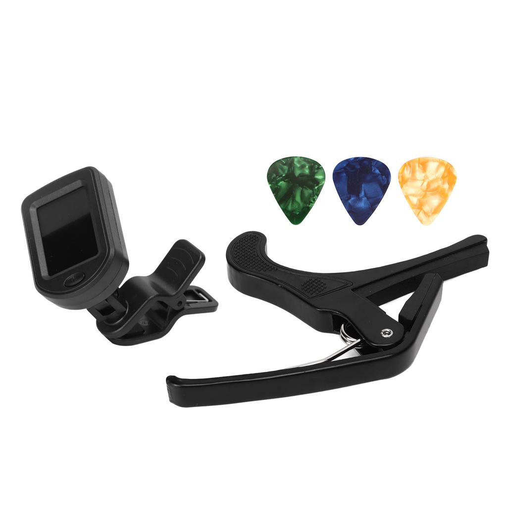 Guitar Capo Pick Tuner Set LED Display Guitar Clear Backlight Reading Accessories Tuner Kit