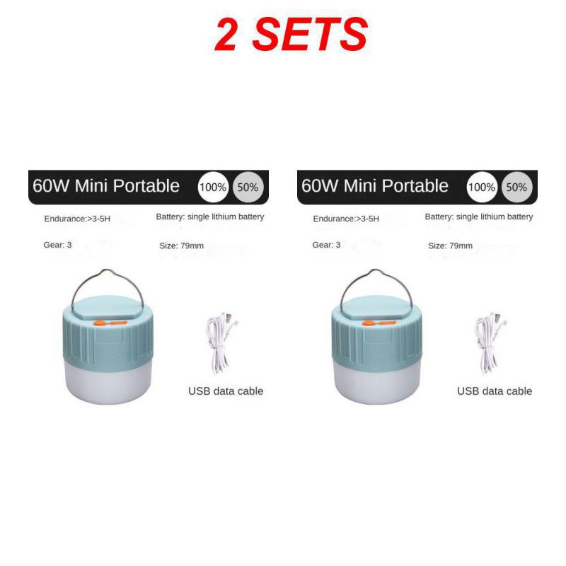 Outdoor Camping LED Light Solar USB Charging Remote Control Tent Lamp Portable Lantern Night Bulb Emergency Lights Camping Tools