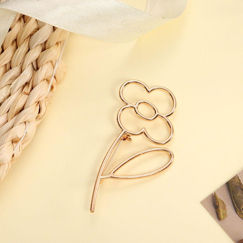 Lapel Simple Pin Scarf Buckle Fashion Flower Brooch Alloy Hollow