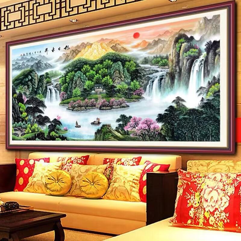 Мозаичное искусство Алмазная картина Полная Алмазная вышивка Новое восходящее солнце Dongsheng Гостиная 5d Палка Алмазная вышивка крестом Китайский стиль Алмазная вышивка Сделай Сам