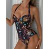 Women's One-Piece Fashion Sexy Print Bikini Beach Swimsuit (With Chest Pad No Steel Bracket)