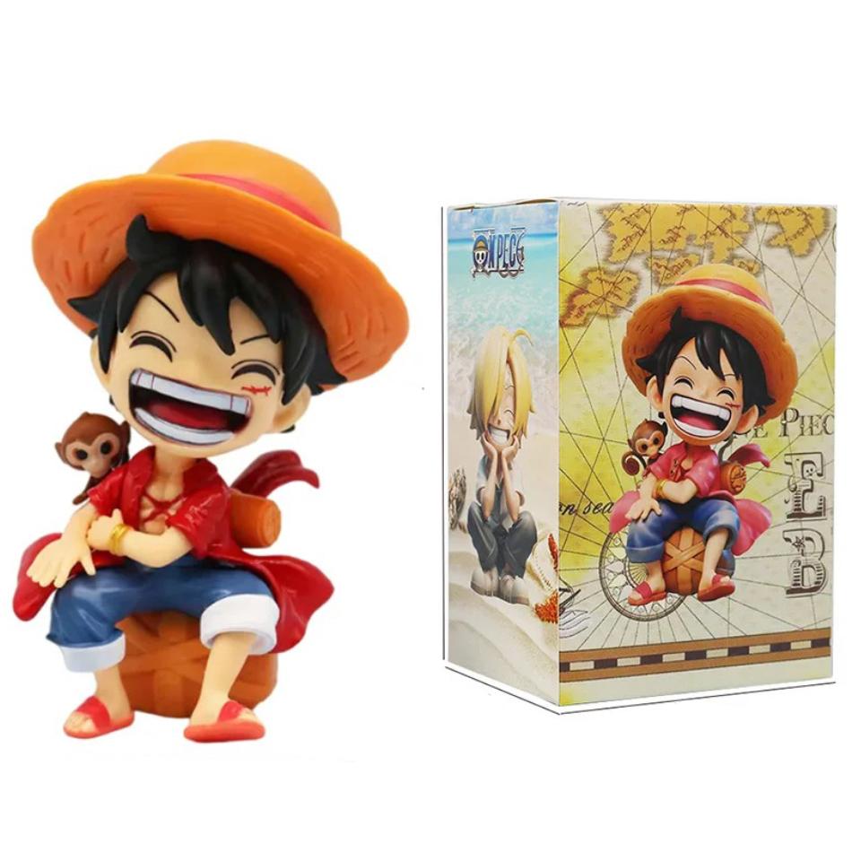 13.5 Cm Peripheral Series One Piece Luffy Solon Sanji Q-Version Sitting Posture Childrens Model Figurine Toy Gift Collectibles