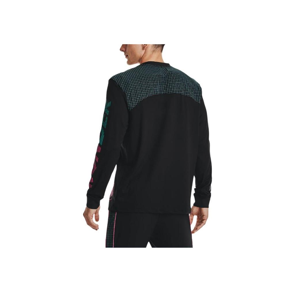 Under Armour Anywhere Printed Letter Pattern Running Long Sleeve T-Shirt Men Tops Black 1370330-001