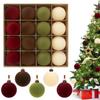 16Pcs Velvet Christmas Ornaments 6/8cm Flocked Ball Set Elegant Xmas Tree Decorations for Festive Atmosphere
