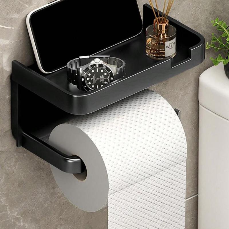 1шт клейкий настенный держатель для туалетной бумаги без сверления с полкой для хранения
