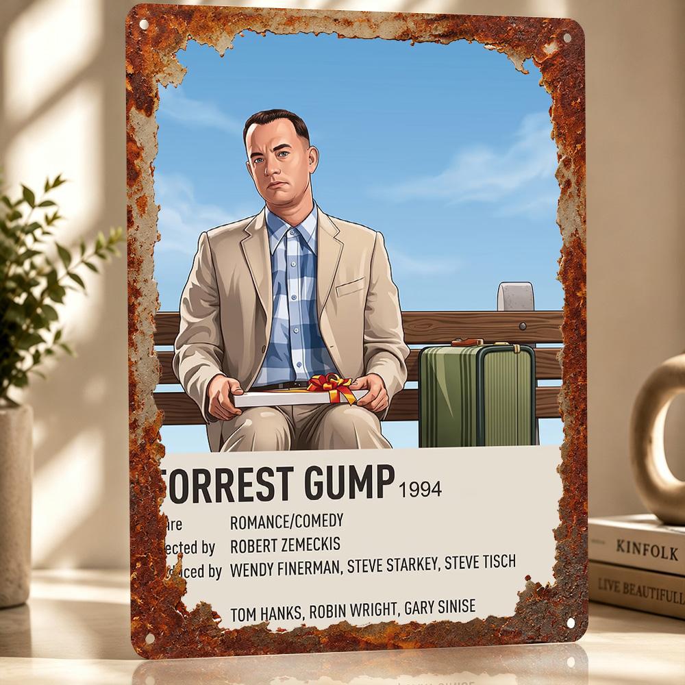 Forrest Gump Minimalist Art Poster Retro D Printed Metal Signs Customized Wall Hanging Gift for Decor Room Bedroom Stuff Home