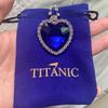 New European and American Ocean Heart Titanic Blue Pendant Necklace Fashionable Shining Zircon Eternal Love Red Sweater Cha