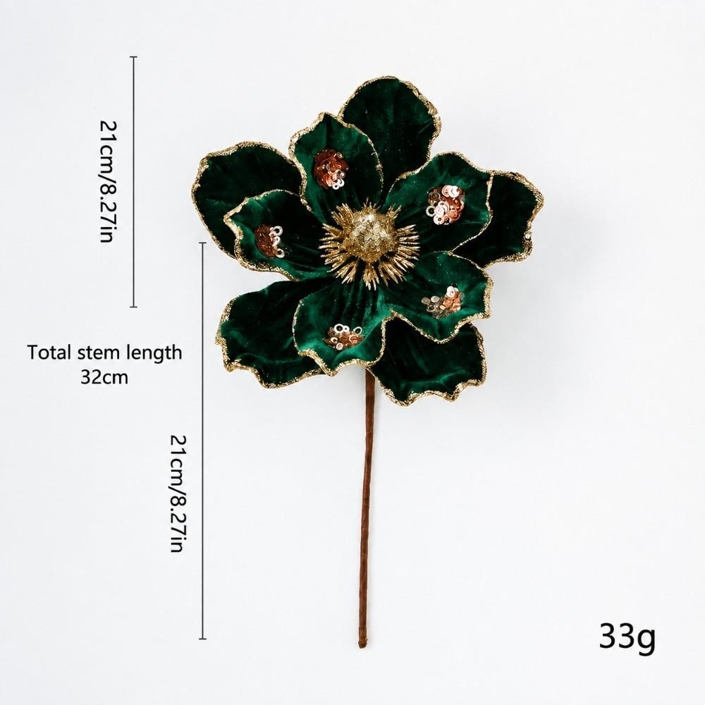 21CM Christmas Glitter Flower Glitter Sequins Flower DIY Christmas Flower Christmas Tree Accessory