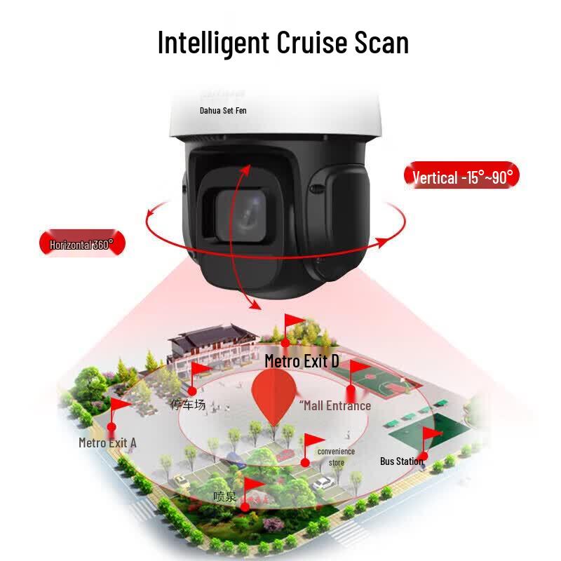 Dahua 4MP PoE PTZ купольная камера безопасности с CN вилкой (адаптер в комплекте)