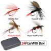 24Pcs/Box Wet/dry Fly Fishing Set Nymph Flies Lure Fishing Box for Carp Trout