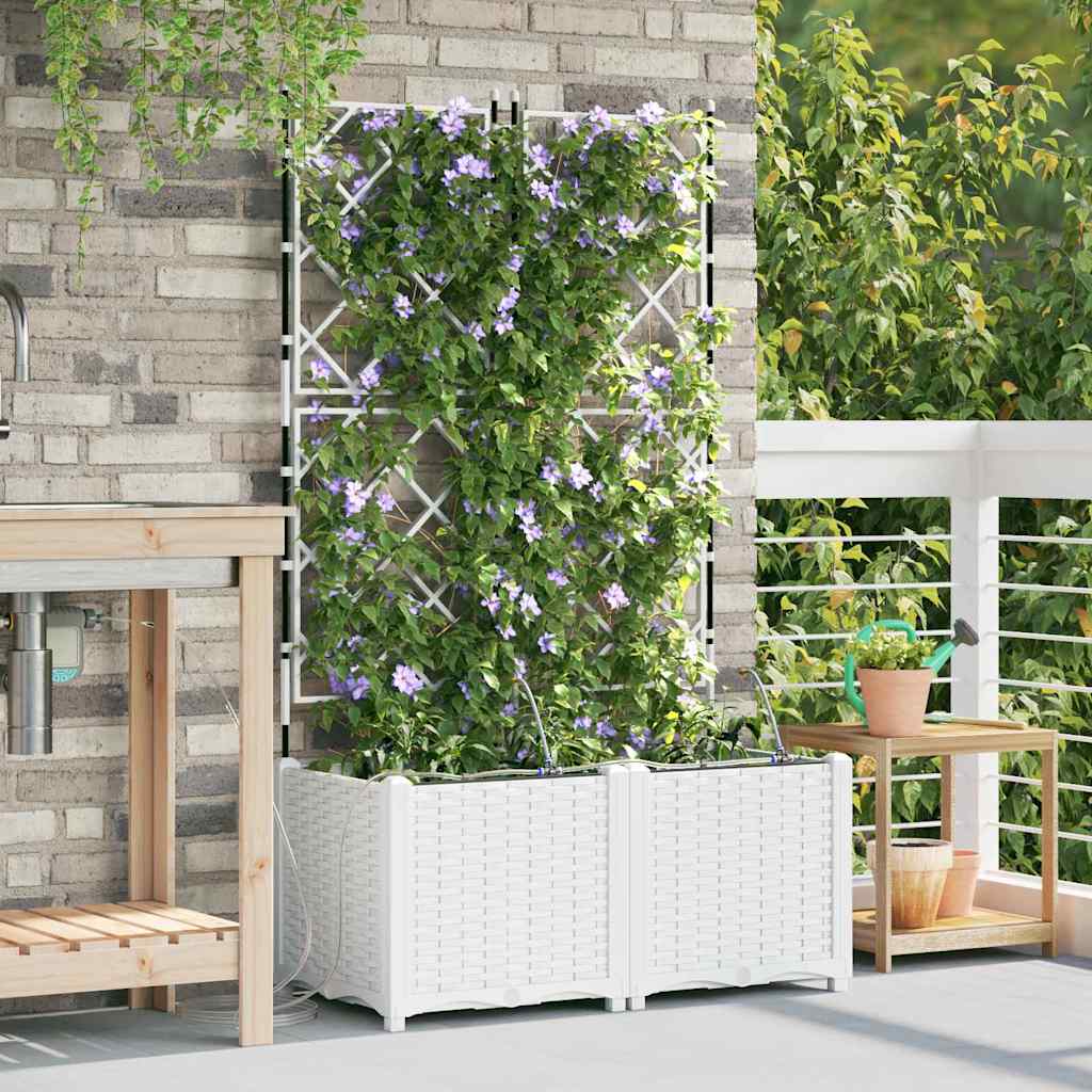Garden Planter 2 pcs White 80 x 40 x 142 cm Plastic