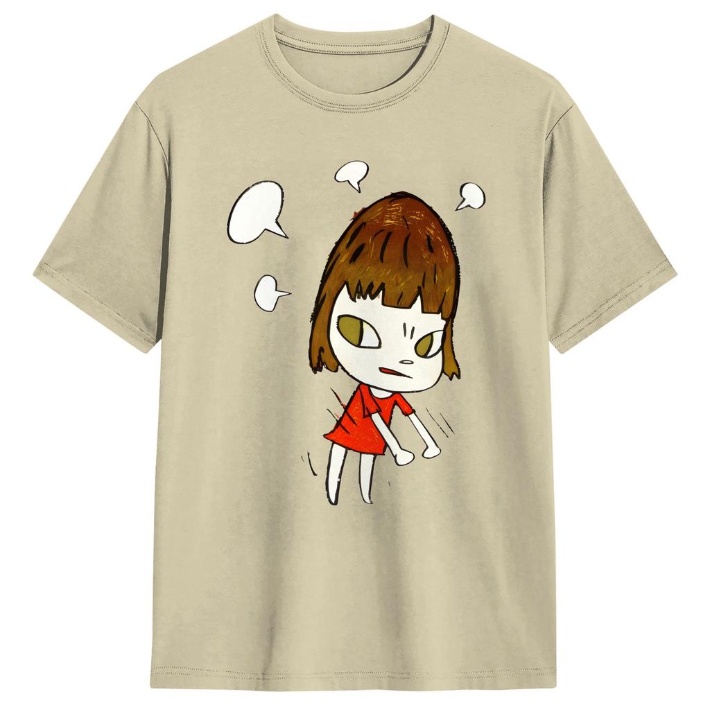 Aesthetic Yoshitomos Nara TShirt Unisexs Round Neck Short Sleeve Tops I Dont Want to Grow up Painting Cotton Summer Tops Shirts