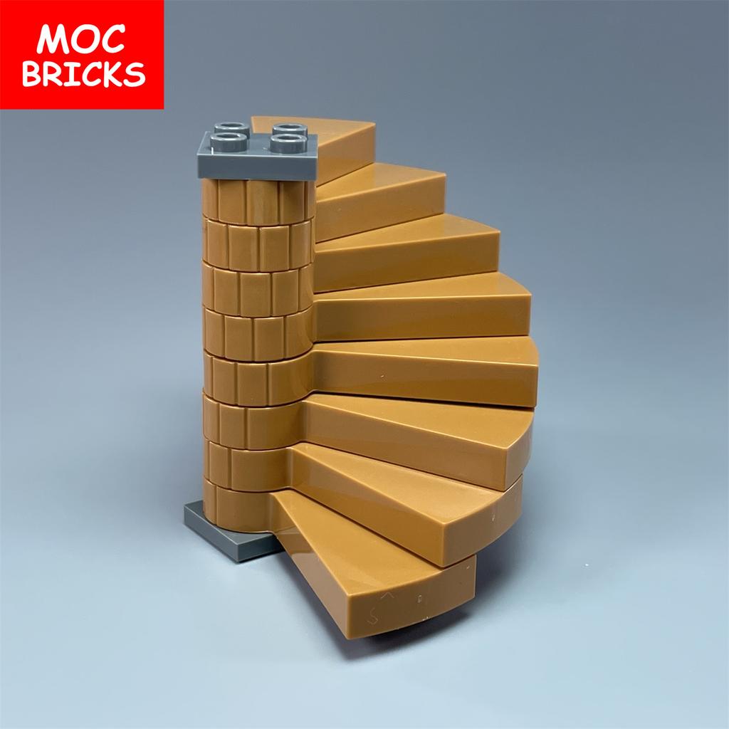 Набор MOC Кирпичи Город Замок Лестница Винтовая Ступенька 40243 Опора 1x1x5 40244 Собираемые Частицы Строительные Блоки