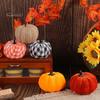 Тыквы из мешковины и бархата 5 шт. Осенний тканевый декор-тыква, Thanksgiving Фермерский набивной клетчатый декор, Урожай Маленькие искусственные для домашнего стола