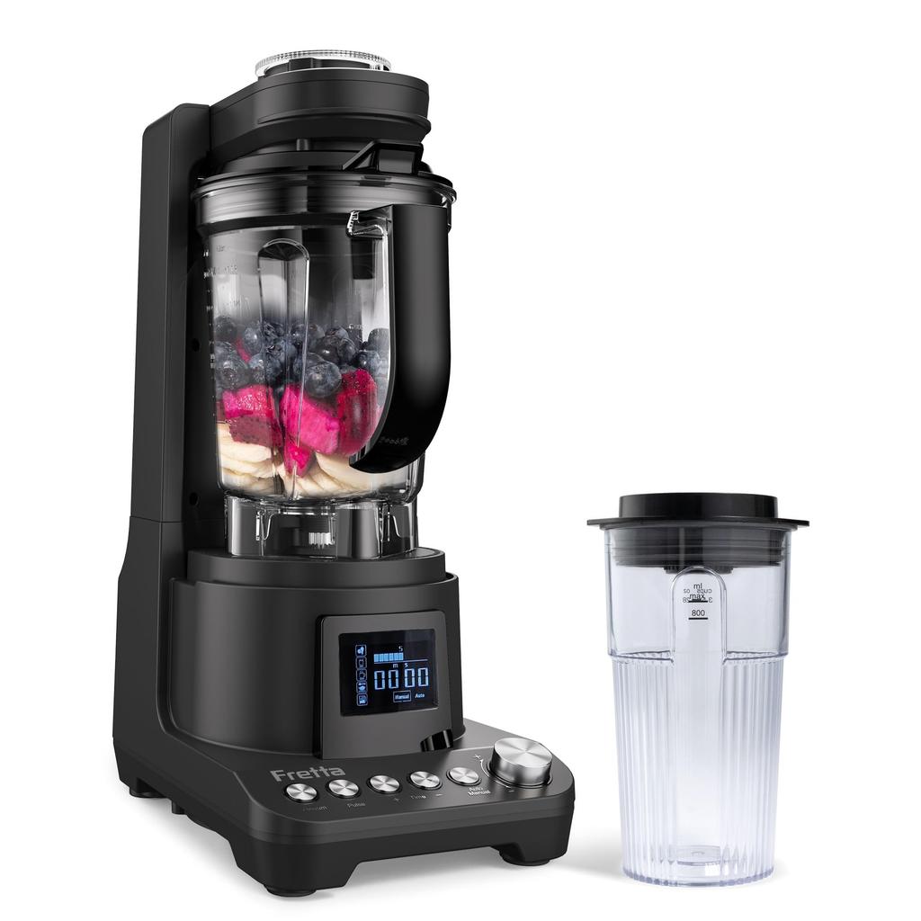 Вакуумный миксер Fretta, вакуумный блендер, 1500 мл, большая емкость, высокая мощность, высокая скорость вращения, может измельчать лед, 6 лезвий, смузи, не окисляющийся сок/суп/соус