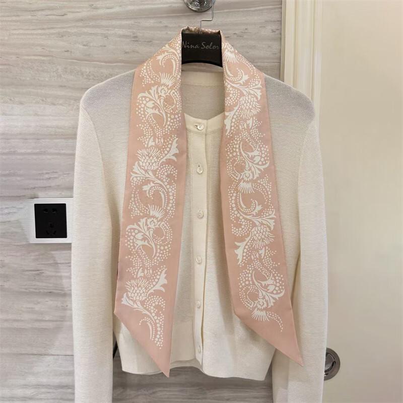 NINA SOLOR Light Peacock Flower Double-Sided Silk Scarf