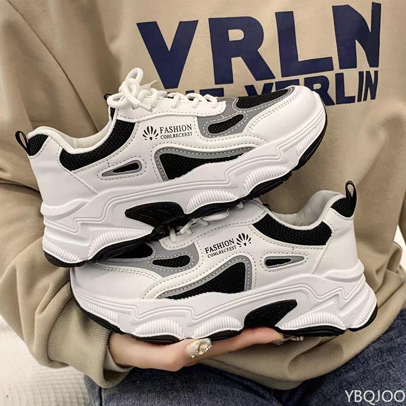 Женская уличная спортивная обувь на толстой подошве Весна Новая модная обувь на толстой подошве Шнуровка Сетчатая дышащая вулканизированная обувь