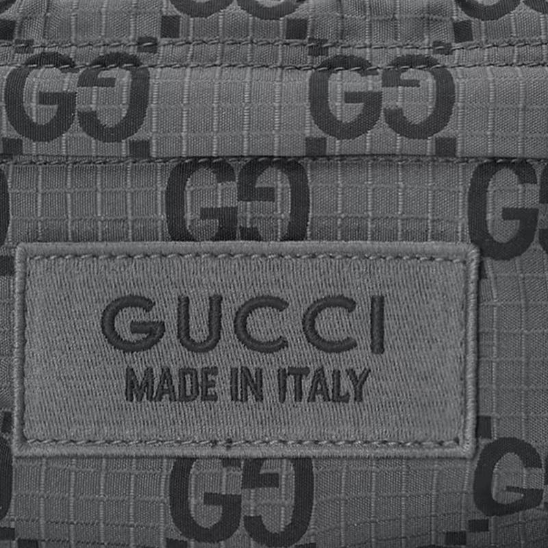 Gucci Сплошной логотип Застежка-молния Сумка на пояс Большая мужская поясная сумка Серая Черная 767934-FACPM-1246