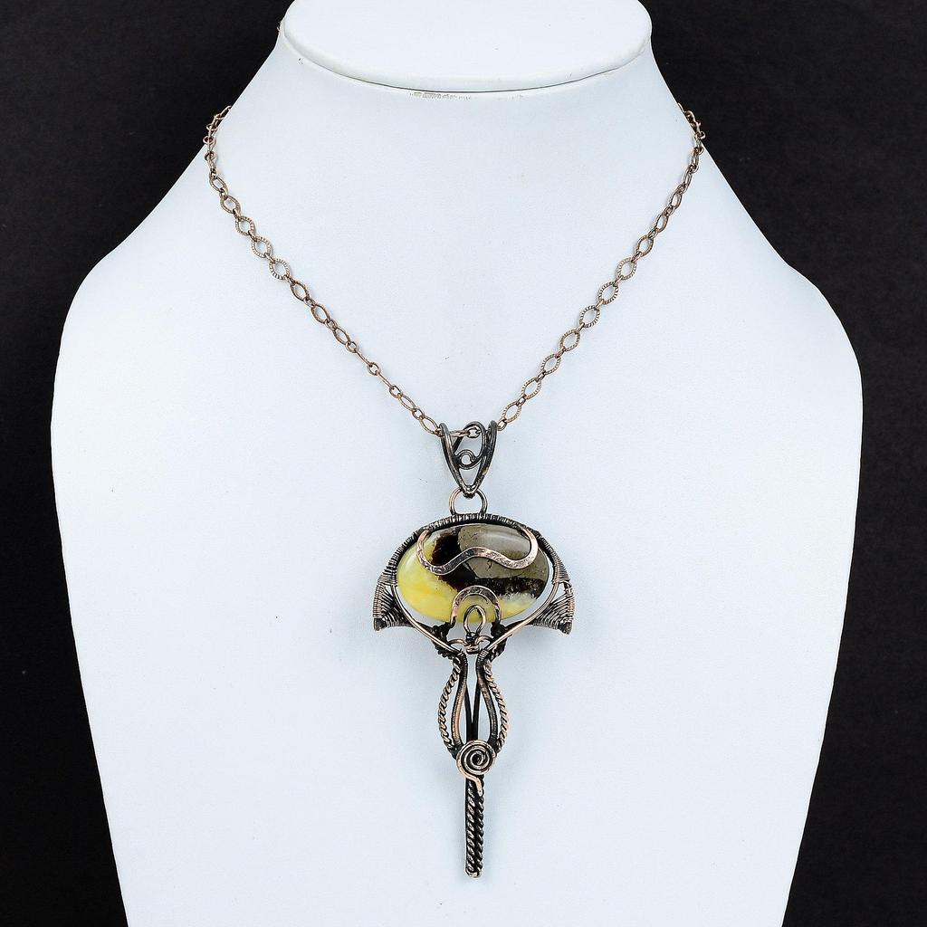 Септарианский кулон, обернутый медной проволокой, кулон ручной работы, септарианский ювелирный кулон, оригинальный драгоценный камень, ювелирный медный проволока, свадебный подарок