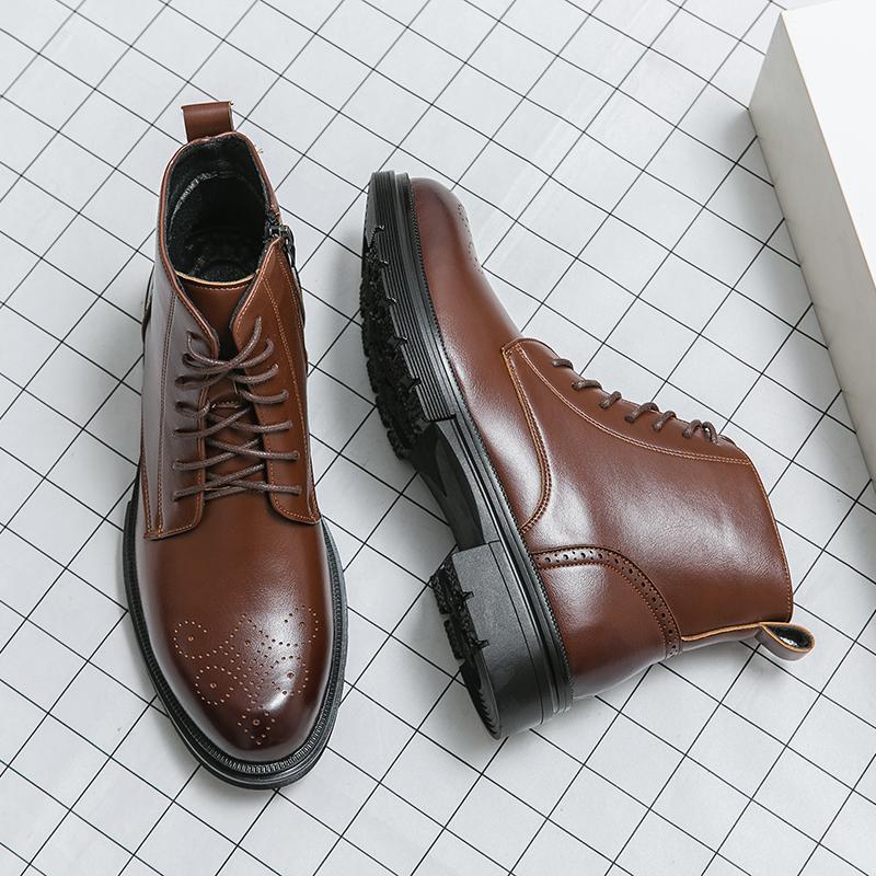 XiAnZen Vintage Brock Boots for Men Boots Casual boots For Men Натуральная кожа Модные мужские ботинки Противоскользящие ботинки man zapatos