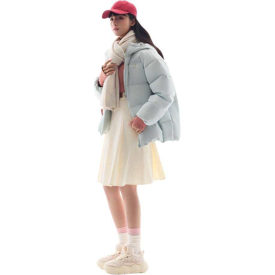 Anta Спортивная серия Lifestyle Серия Pioneer Серия Letter Zipper С капюшоном Удобная дышащая свободная куртка-пуховик Женская верхняя одежда Белый Серый Зеленый 962448905-7
