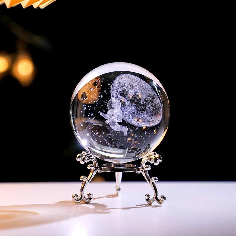 60 мм 3D хрустальный шар с лазерной гравировкой, стеклянные украшения, фигурка животного, коллекционные предметы, пресс-папье, домашний художественный декор с подставкой