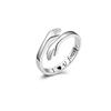 2pcs Lettering Silver Color Warmly Embraced Love Hug Open Ring Women Creative Hands Embracing Adjustable Valentine's Day Rings