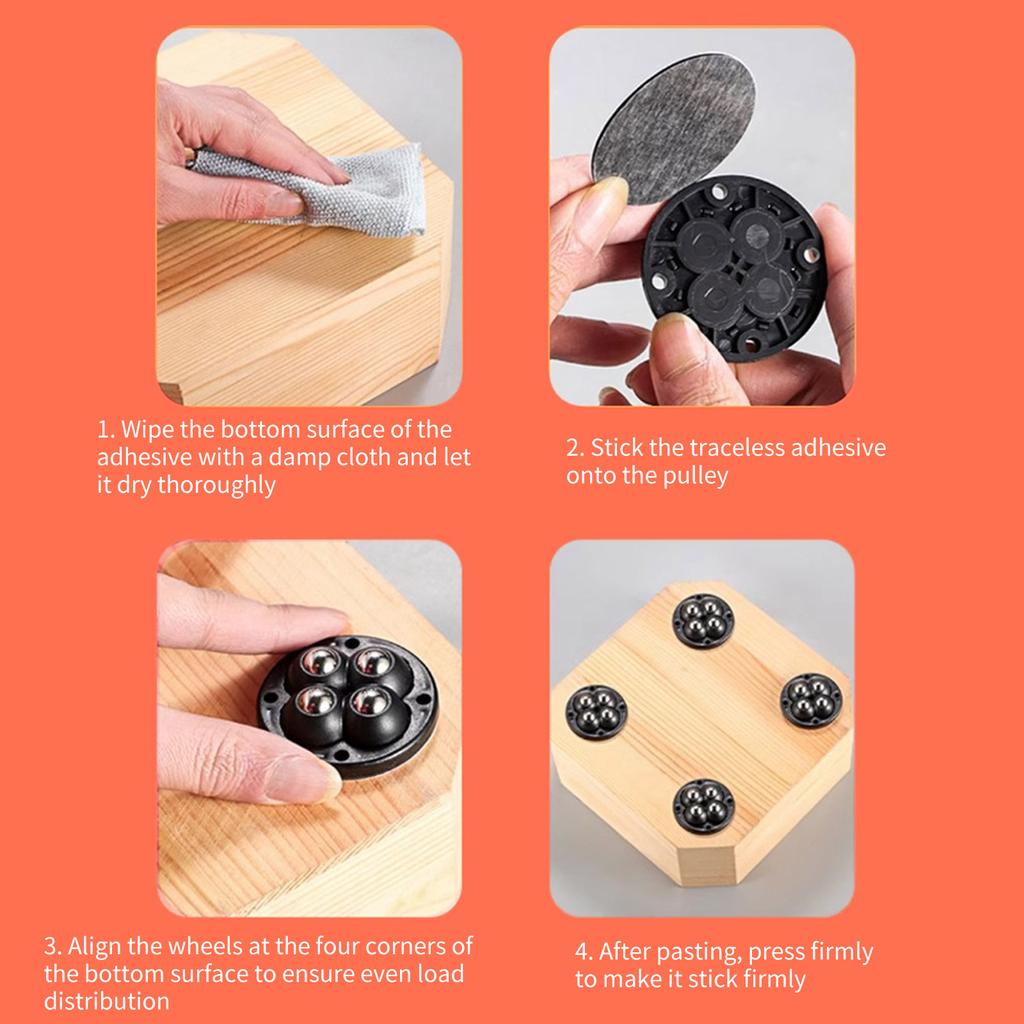 4 шт. не клеящиеся ролики для мебели с вращающимися на 360 градусов шариковыми колесами для крепления мебели на диван-кровать