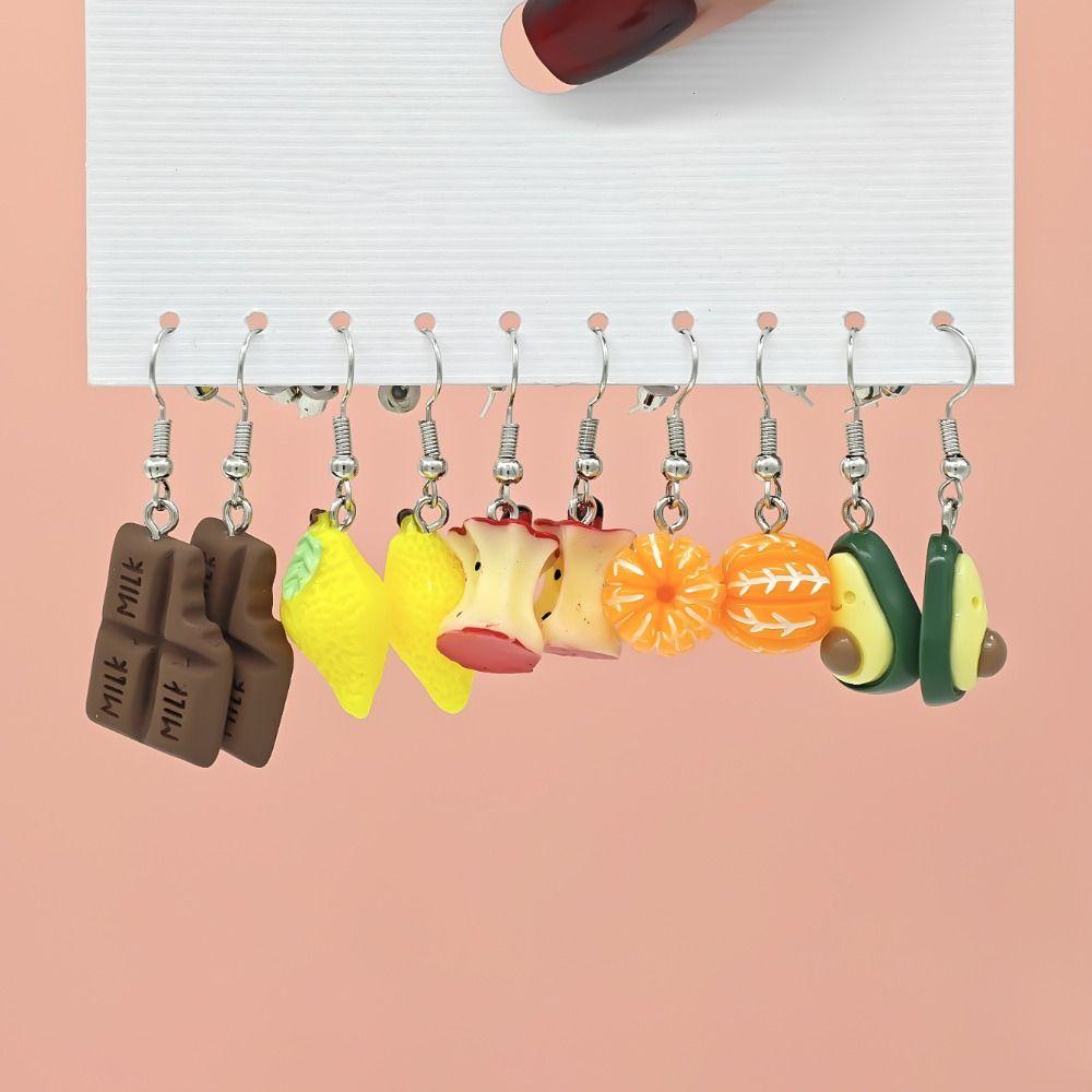 20Pairs Resin Simulated Fruit Earrings Pumpkin Corn Dangle Earrings Set Women
