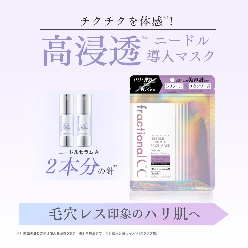 Fractional CC Needle Mask Made In Pore 6 Masks X 2 Sets A, Japan, Retinol, PDRN, Exosomes, Reducing, Firming, Elasticity,