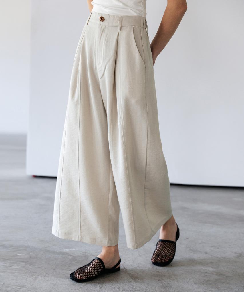 HYFVE Summer Pintuck Cut Linen Wide Elastic Pants