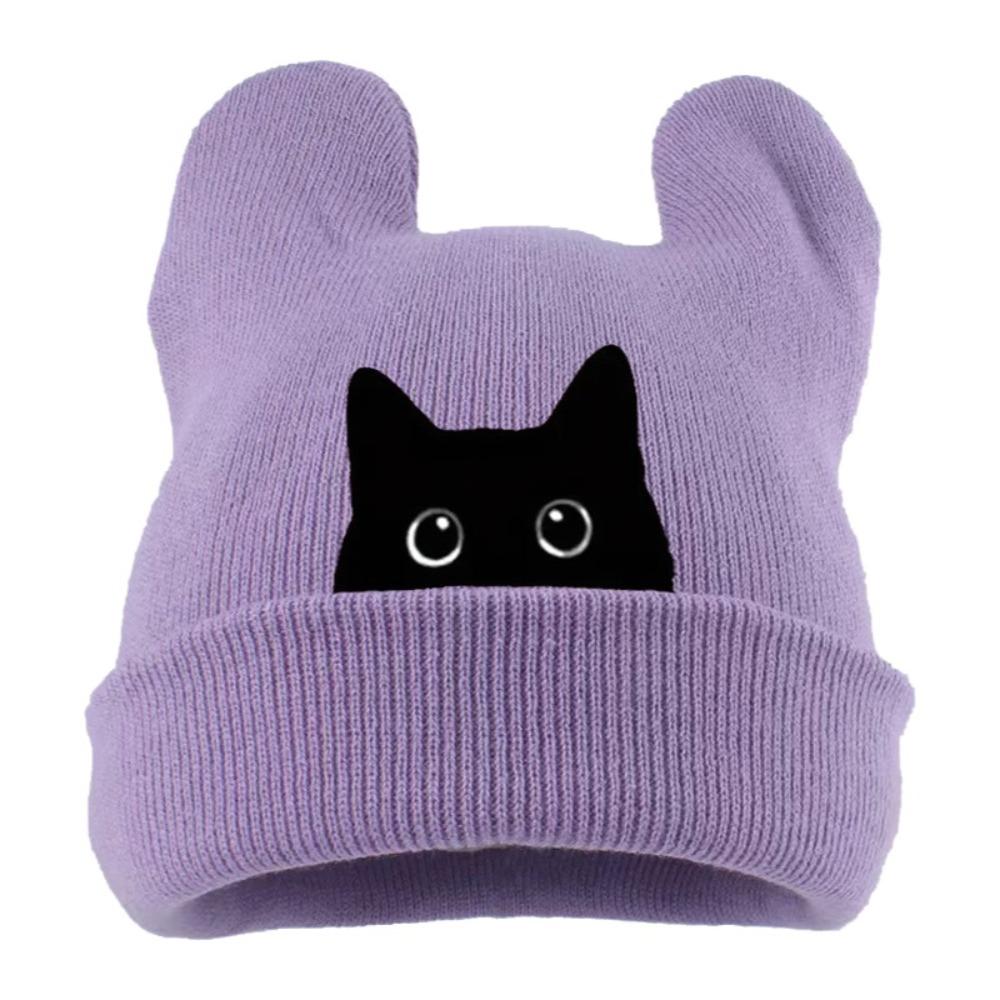 Y2K Harajuku Cat Ear Beanie Hat Knit Pullover Hat Fashion Winter Knit Hat Spring Autumn Winter