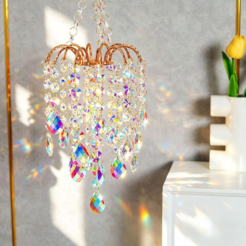 Crystal Sun Catcher Iron Outdoor Pendant DIY Metal Grid AB Color Wedding Lighting Pendant