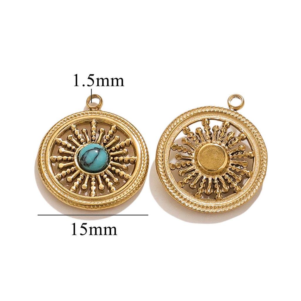 Минималистичный ретро комплект ожерелья с подвеской из бирюзы и серег