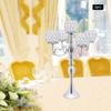 2 Pack 5-Arm Crystal Candelabra Centerpiece, 21.5 In Tall Silver Candle Holder, Elegant Table Candelabra Stand for Dining Table