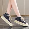 CRLAYDK Classic Retro Mid Top Canvas Sneakers for Women Zipper Slip On Platform Shoes Fashion Ladies Casual Walking Tennis