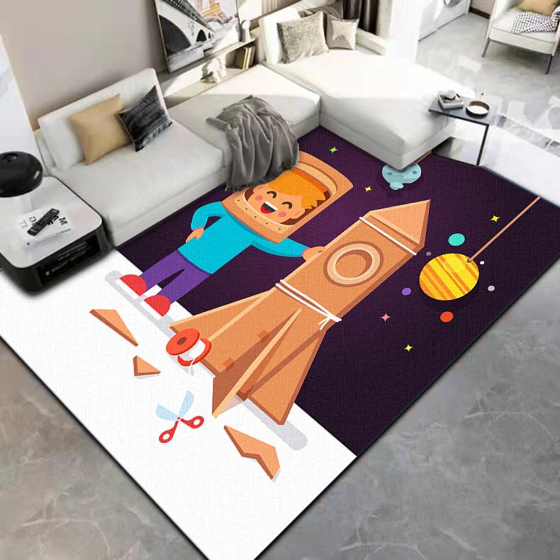 Cartoon Astronaut Carpet Camping Cushion Floor Mat Living Room Game Area Rug Floor Mat Children's Room Play Aera Mat Kawaii Rug