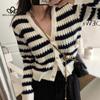 Женские модные кардиганы, новый стиль для осени и зимы, повседневный короткий вязаный кардиган, женский свитер, пальто, кардиганы с v-образным вырезом